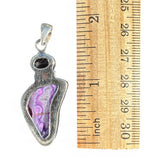 Purple Solar Quartz & Amethyst Solid 925 Sterling Silver Pendant