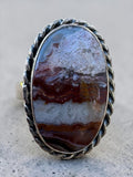 Crazy Lace Agate Solid 925 Sterling Silver Ring 10