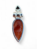 Sunstone & Garnet Solid 925 Sterling Silver Pendant