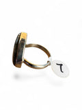 Pyrite in Agate Solid 925 Sterling Silver ring 7