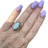 Caribbean Larimar Solid 925 Sterling Silver Ring 8