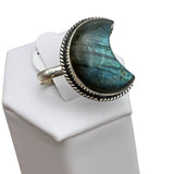 MOON Labradorite Solid 925 Sterling Silver Ring