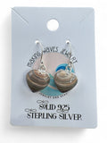Heart Fordite Solid 925 Sterling Silver Earrings