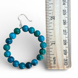 Chrysocolla Solid 925 Sterling Silver Hoop Earrings