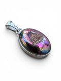 Rose Titanium Druzy Solid 925 Sterling Silver Pendant