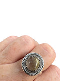 Gold Rutilated Quartz Solid 925 Sterling Silver Ring 9