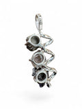 Meteorite, Herkimer Diamond & Pyrite Solid 925 Sterling Silver Pendant