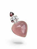 Rose Quartz & Garnet Solid 925 Sterling Silver Pendant
