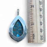 Kingman Blue Copper Turquoise Solid 925 Sterling Silver Pendant