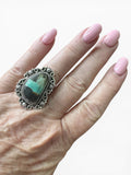 Black Jack Turquoise Solid 925 Sterling Silver Ring 8