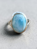 Caribbean Larimar Solid 925 Sterling Silver Ring 7