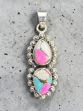 Kingman Cotton Candy Turquoise Solid 925 Sterling Silver Pendant