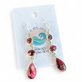 Kingman Red Rose Dahlia Solid 925 Sterling Silver Earrings