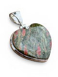 Unakite Heart Solid 925 Sterling Silver Pendant