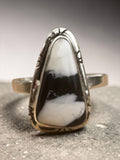 White Buffalo Solid 925 Sterling Silver Ring 8