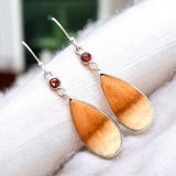 Orange Aventurine & Garnet Solid 925 Sterling Silver Earrings