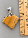 Orange Botswana Agate Silver Overlay Pendant