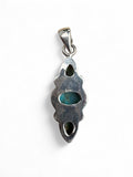 Kingman Green & Blue Turquoise Solid 925 Sterling Silver Pendant