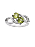 Peridot & White Topaz Solid 925 Sterling Silver Ring 6