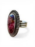 Kingman Pink Dahlia Turquoise Solid 925 Sterling Silver Ring 7