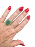 Faceted Green Onyx Solid 925 Sterling Silver Ring 7
