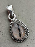 Black Rutilated Quartz Solid 925 Sterling Silver Pendant
