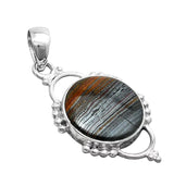 Iron Tiger Eye Solid 925 Sterling Silver Pendant