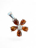 Baltic Amber Flower Solid 925 Sterling Silver Pendant