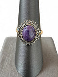 Charoite Solid 925 Sterling Silver Ring 8