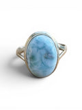 Caribbean Larimar Solid 925 Sterling Silver Ring 8