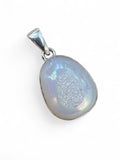 White Aura Titanium Druzy Solid 925 Sterling Silver Pendant