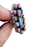 Kingman Cotton Candy Turquoise Solid 925 Sterling Silver Ring ADJ