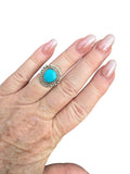 Kingman Turquoise Solid 925 Sterling Silver Ring 5