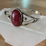 Pink Thulite Solid 925 Sterling Silver Cuff Bracelet