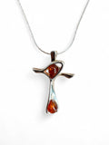 Baltic Amber Solid 925 Sterling Silver Cross Pendant with chain