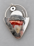 Red Rainbow Jasper Silver Overlay Pendant