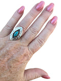 Kingman Turquoise Shadow Box Solid 925 Sterling Silver Ring 6