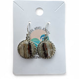 Crazy Lace Agate round Solid 925 Sterling Silver Earrings