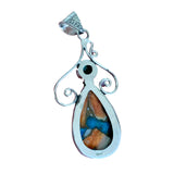 Turquoise & Spiny Oyster Solid 925 Sterling Silver Pendant