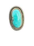 Kingman Turquoise Solid 925 Sterling Silver Ring 10