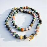 24 inch 8 mm Indian Agate & Lava Rock Beaded Necklace