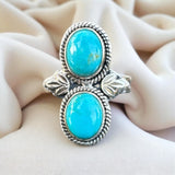 Tibetan Turquoise Solid 925 Sterling Silver Ring – Size 9