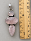 Rose Quartz Silver Overlay Pendant