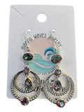 Rainbow Fire Topaz & Amethyst Solid 925 Sterling Silver Earrings