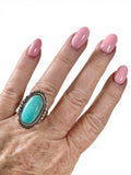 Kingman Turquoise Solid 925 Sterling Silver Ring 6