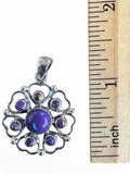 Kingman Purple Turquoise Flower Solid 925 Sterling Silver Pendant