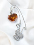 Heart Baltic Amber Solid 925 Sterling Silver Necklace