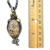 ROSE Leopardskin Jasper Solid 925 Sterling Silver Pendant Beaded Necklace