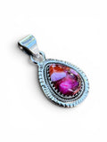 Kingman Pink Dahlia Turquoise Solid 925 Sterling Silver Pendant