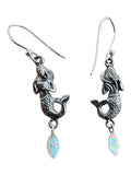 Mermaid Fire Opal Solid 925 Sterling Silver Earrings
